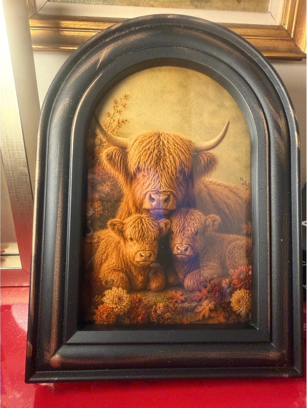 NWT 5x7 Vintage Inspired Fall Highland cow Wall decor frame